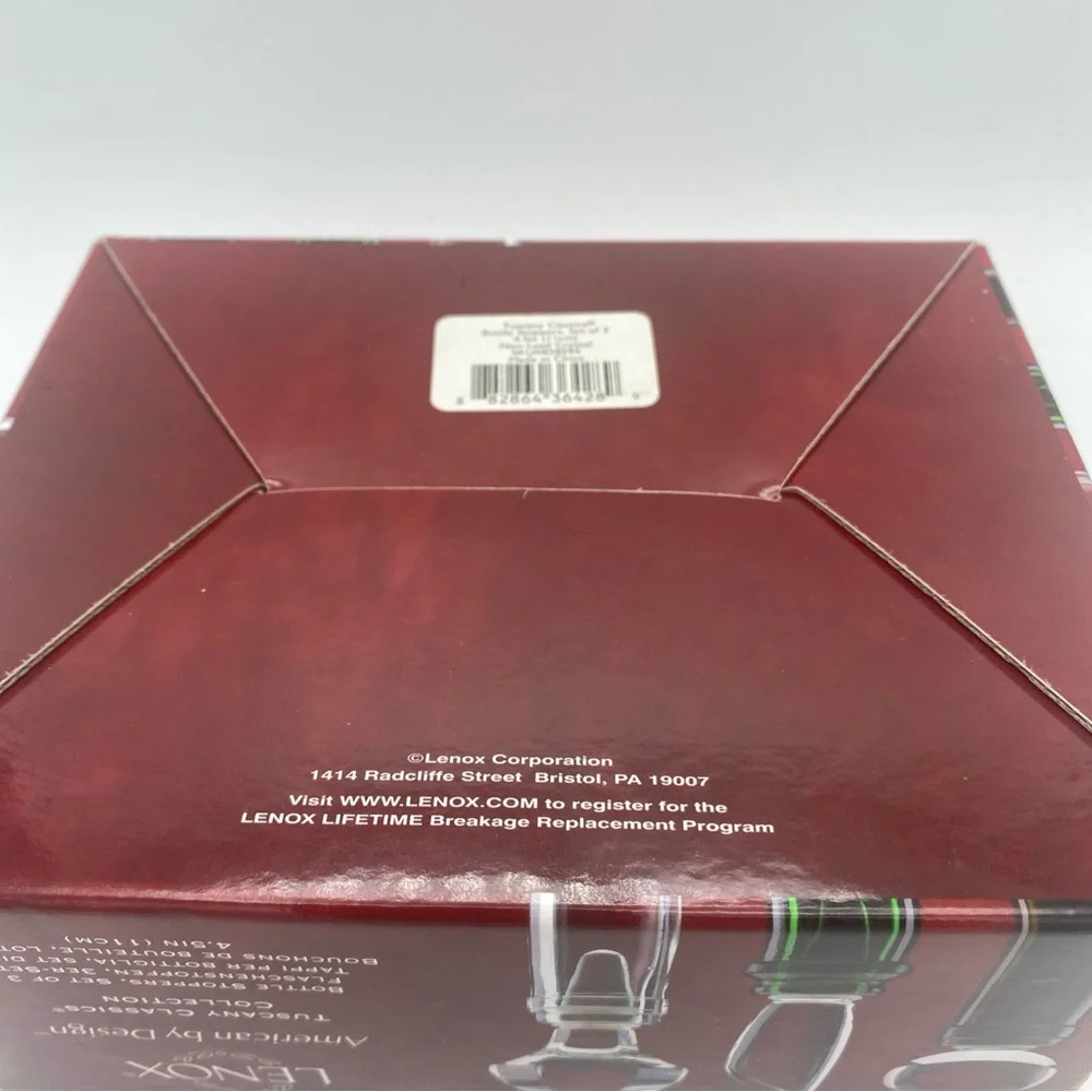Lenox American By Design Tuscany Classics 3 Crystal Wine Bottle Stoppers NIB